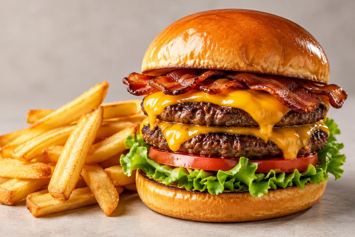 Hambúrguer artesanal com bacon e cheddar